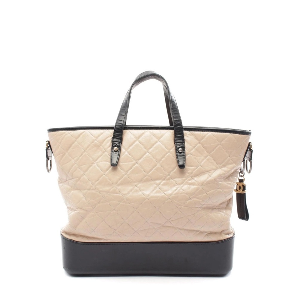 Chanel Gabrielle Quilted Aged Calfskin Black and Cream Tote Bag
